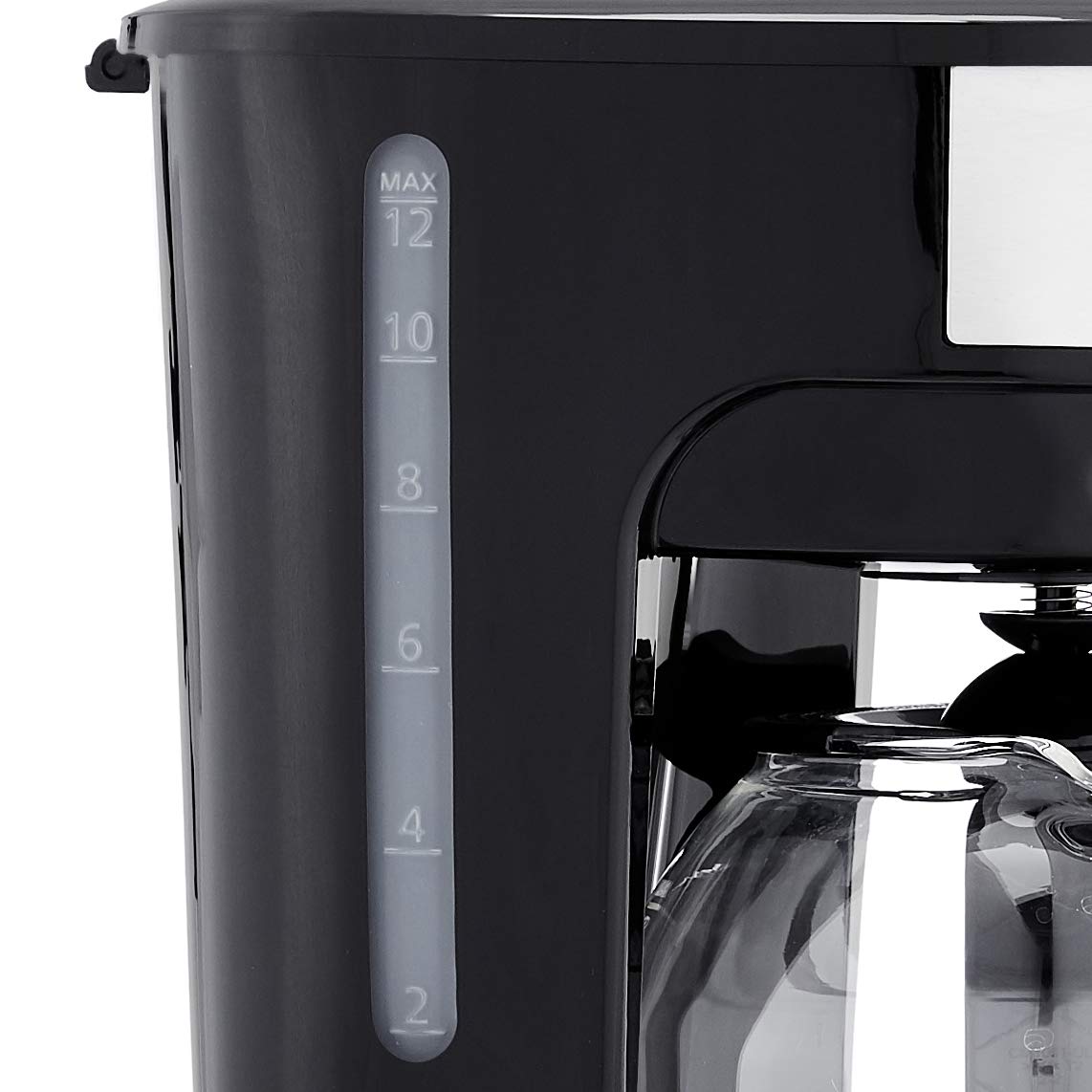 Amazon Basics 12 Cup Drip Coffee Maker, Coffee Machine with Glass Coffee Pot (1.9 Qt), Auto Shut-off, Auto Pause, Removable Filter Basket, Black & Silver