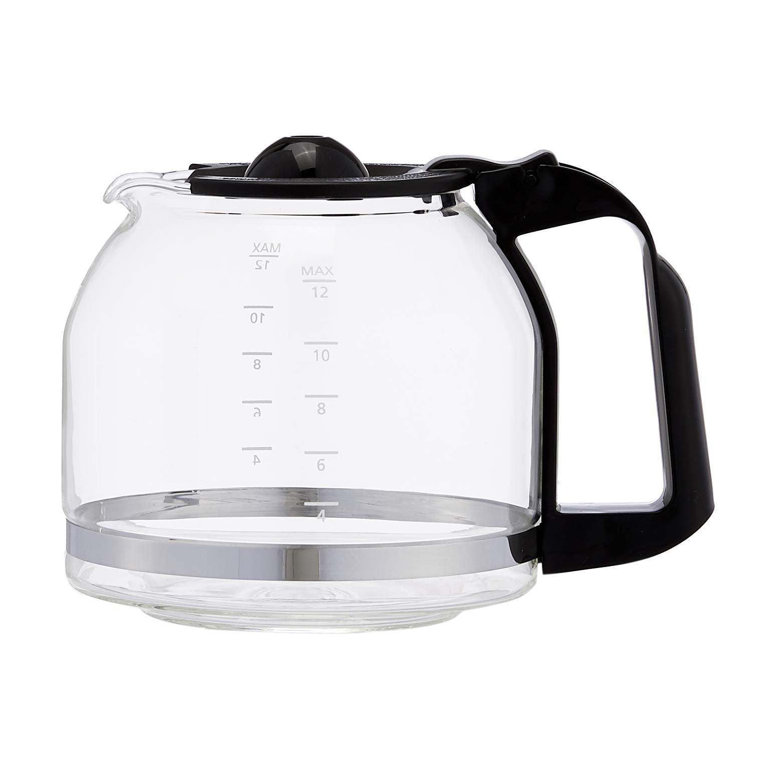 Amazon Basics 12 Cup Drip Coffee Maker, Coffee Machine with Glass Coffee Pot (1.9 Qt), Auto Shut-off, Auto Pause, Removable Filter Basket, Black & Silver