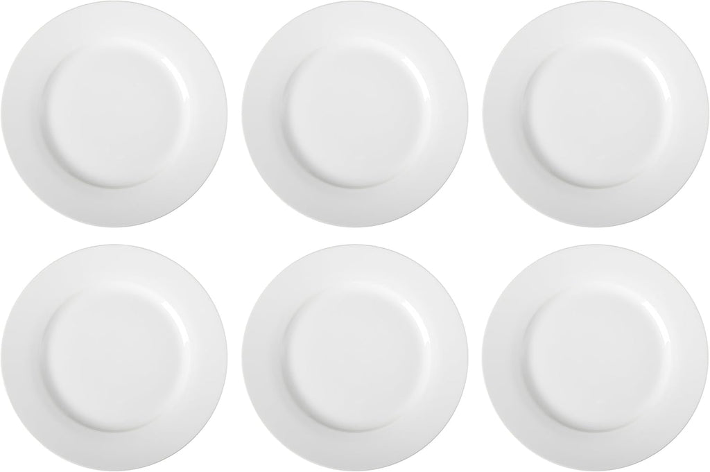 Amazon Basics 6-Piece White Dinner Plate Set, 10.5 inches