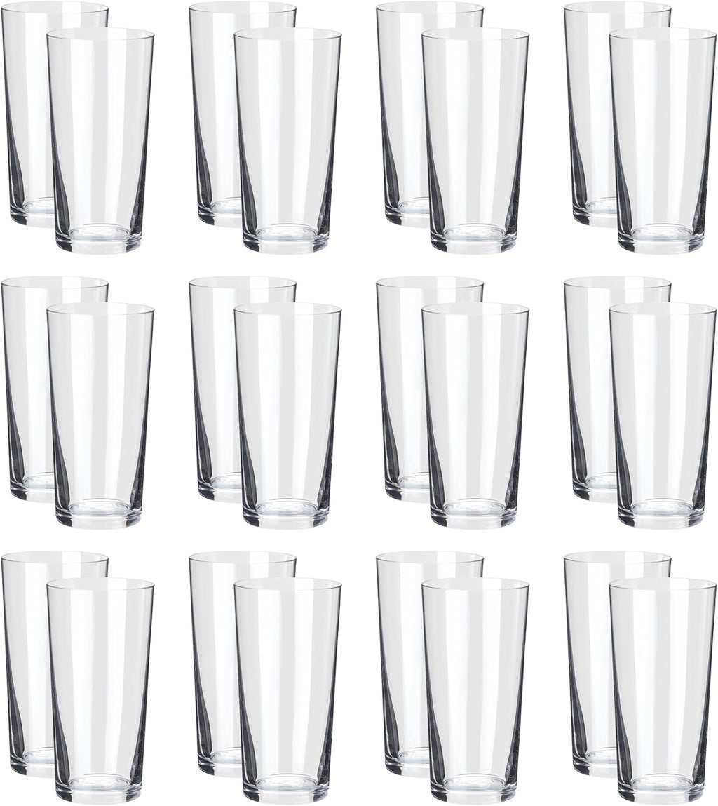 Amazon Basics Admiral Cooler Borosilicate Glass Cup, 14.7 oz, Microwave-Safe, Commercial-grade, 24-Pack, Transparent
