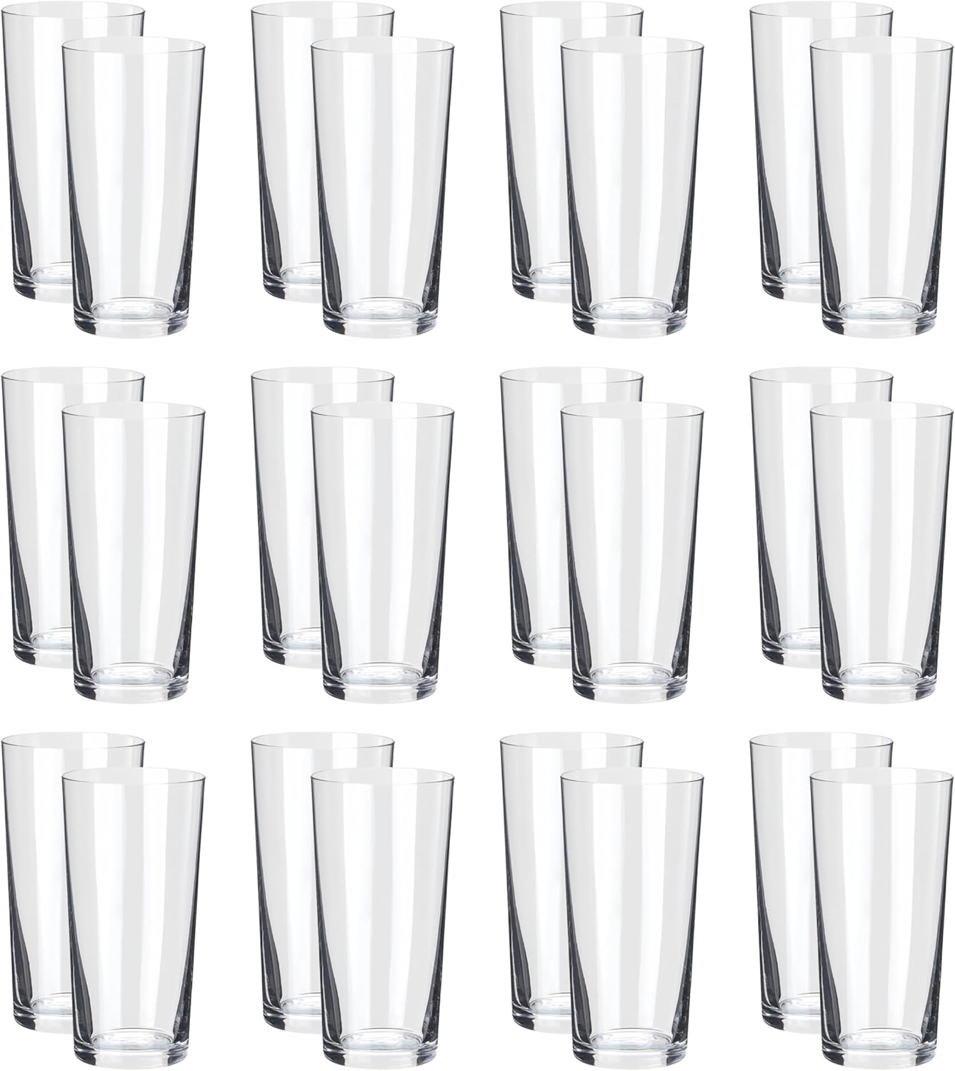 Amazon Basics Admiral Cooler Borosilicate Glass Cup, 14.7 oz, Microwave-Safe, Commercial-grade, 24-Pack, Transparent