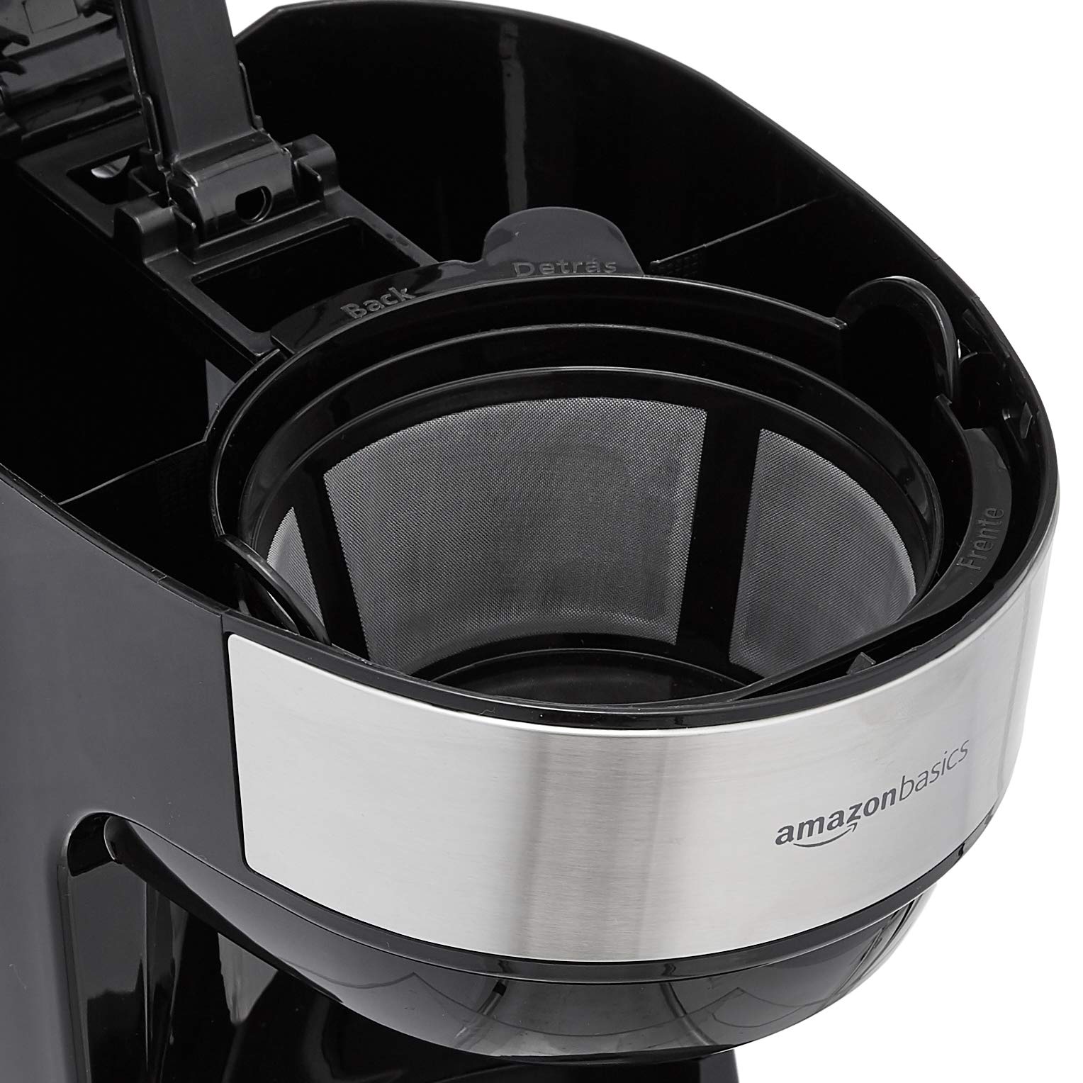 Amazon Basics 12 Cup Drip Coffee Maker, Coffee Machine with Glass Coffee Pot (1.9 Qt), Auto Shut-off, Auto Pause, Removable Filter Basket, Black & Silver