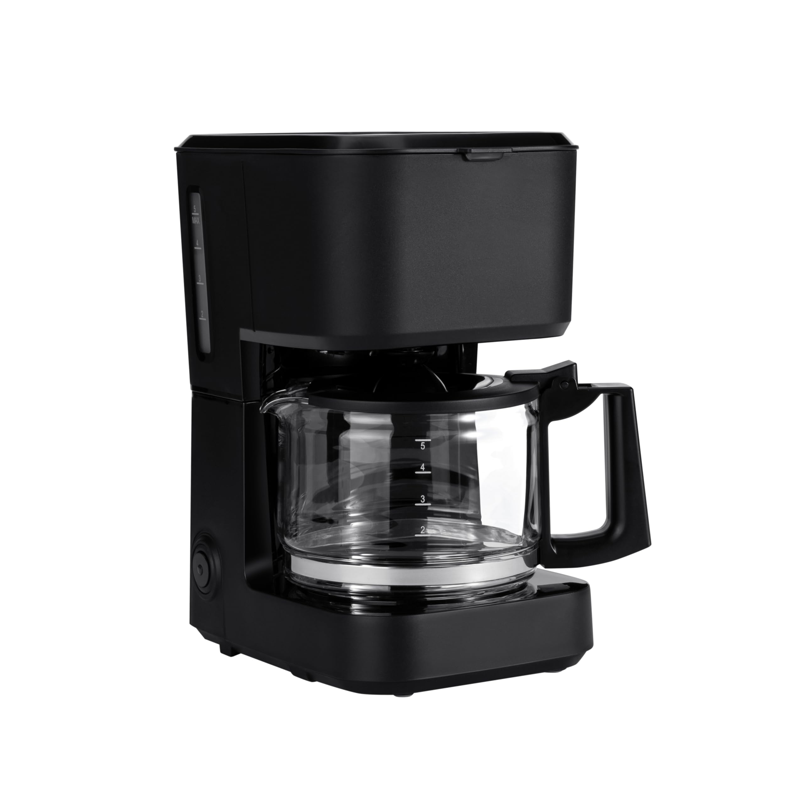 Amazon Basics 12 Cup Drip Coffee Maker, Coffee Machine with Glass Coffee Pot (1.9 Qt), Auto Shut-off, Auto Pause, Removable Filter Basket, Black & Silver